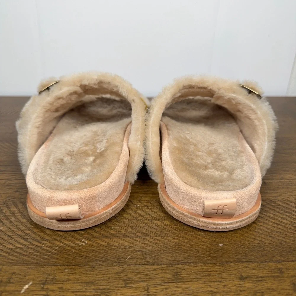 Forte Forte Sandals Women EU 40 US 9 Brown Shearling Leather Buckle Slides Italy